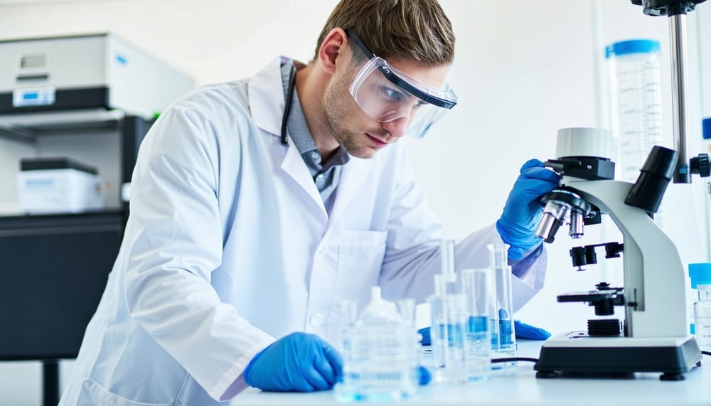 Healthcare professional using laboratory equipment